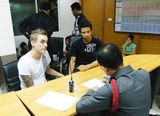 John Peter Josefson, shown here handcuffed to another drug suspect, was arrested after testing positive for illegal drugs.